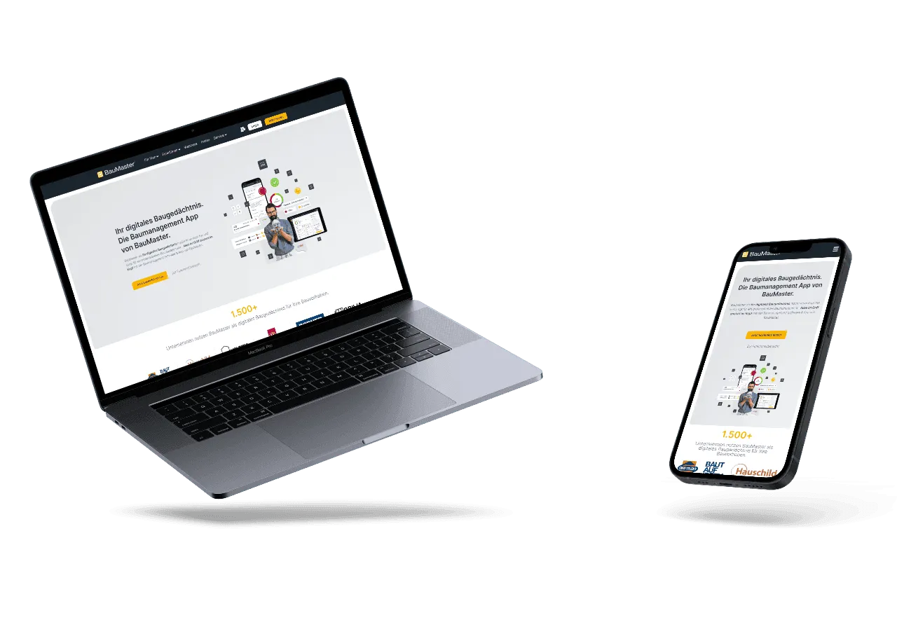 BauMaster Website auf Laptop und Smartphone